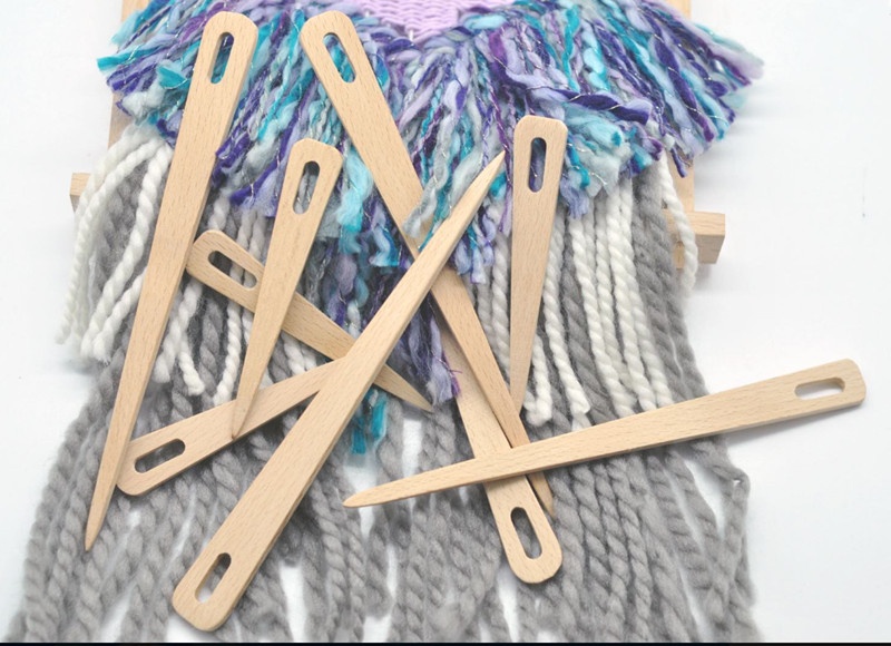 Wooden Knitting Fork Decorative Big Eye Needle Set Knitting